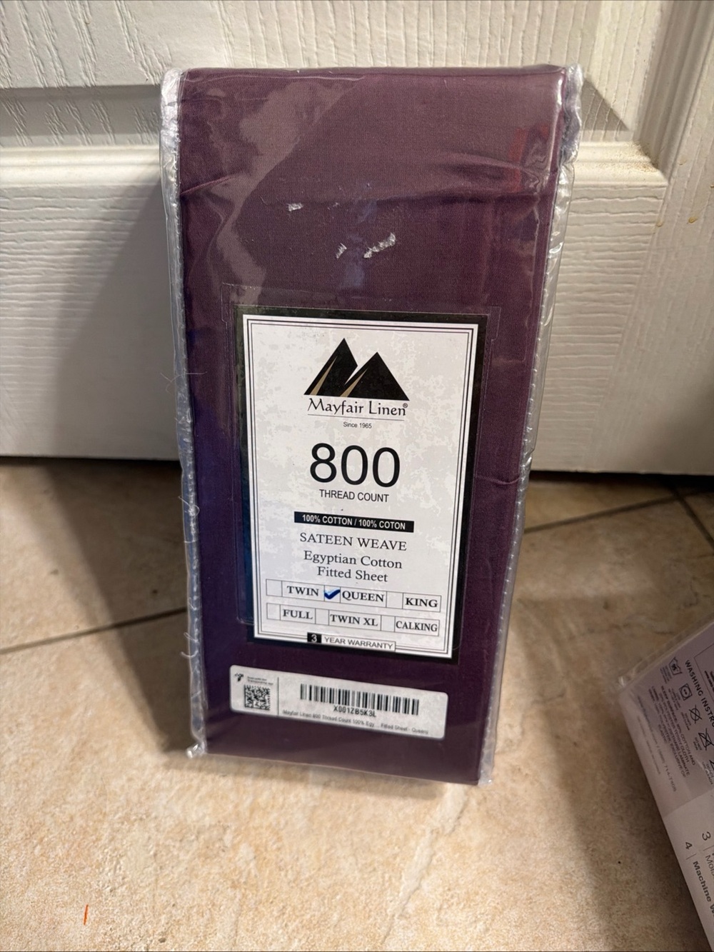 Mayfair Linen 100% Egyptian Cotton Sheet Queen  800 High Thread Count Burgundy